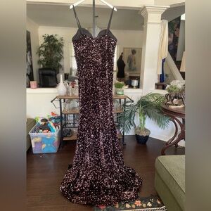 Sequin Mermaid Prom Dress in Deep Burgundy
